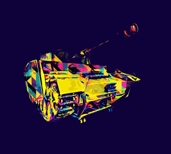 Vintage tank izole çizim sanat illüstrasyonu