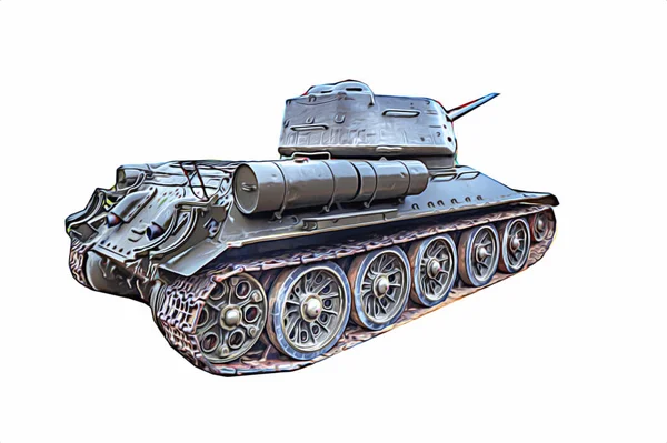 Vintage tank izole çizim sanat illüstrasyonu