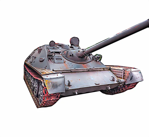 Vintage Tank Geïsoleerde Tekening Schets Kunst Illustratie — Stockfoto