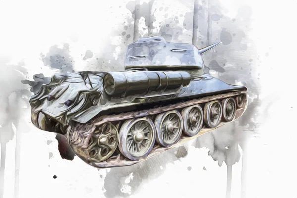 Vintage Tank Isolated Drawing Sketch Art Illustration — Stock Photo, Image