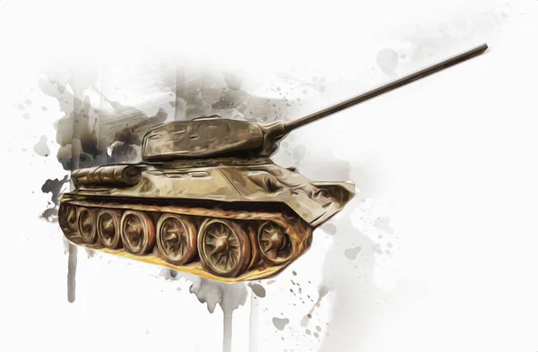 Vintage Tank Isolated Drawing Sketch Art Illustration — Stock Photo, Image