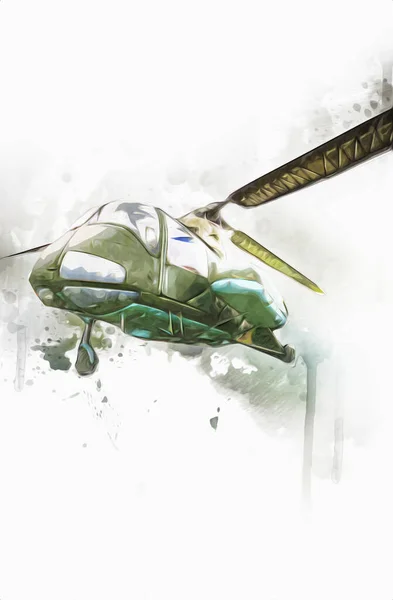 軍用ヘリコプターイラストアートヴィンテージ — ストック写真