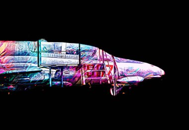 Amerikan savaş uçağı resim sanatı klasiği çiziyor.