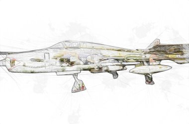 Amerikan savaş uçağı resim sanatı klasiği çiziyor.