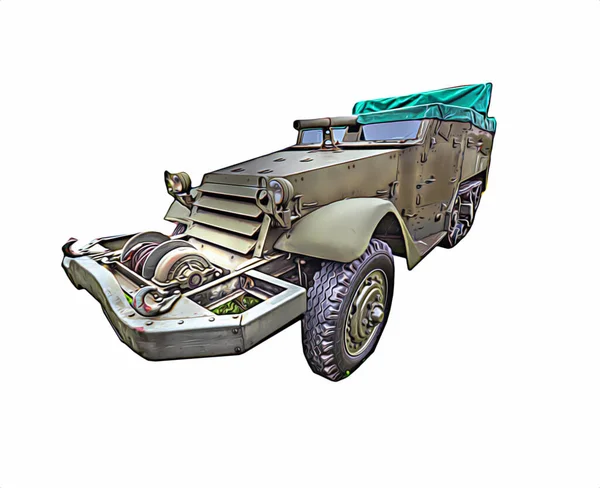 Katonai Páncélozott Autó Háborús Fotó Régi Retro Vintage Mobil — Stock Fotó
