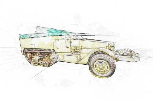 Militaire Gepantserde Auto Oorlog Foto Oude Retro Vintage Mobiel — Stockfoto