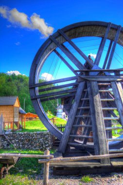 Conwy Castle eski kaldırma ekipmanı sanat illüstrasyonu antika eskiz