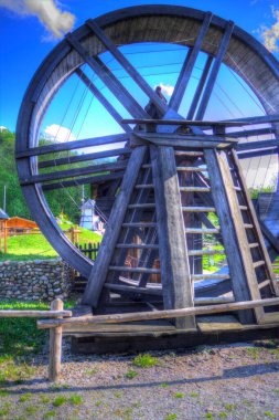 Conwy Castle eski kaldırma ekipmanı sanat illüstrasyonu antika eskiz