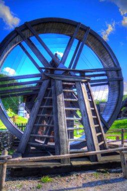 Conwy Castle eski kaldırma ekipmanı sanat illüstrasyonu antika eskiz