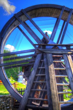 Conwy Castle eski kaldırma ekipmanı sanat illüstrasyonu antika eskiz