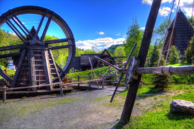 Conwy Castle eski kaldırma ekipmanı sanat illüstrasyonu antika eskiz