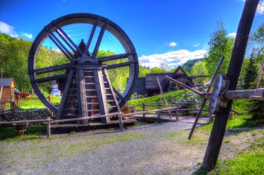 Conwy Castle eski kaldırma ekipmanı sanat illüstrasyonu antika eskiz
