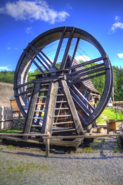 Conwy Castle eski kaldırma ekipmanı sanat illüstrasyonu antika eskiz