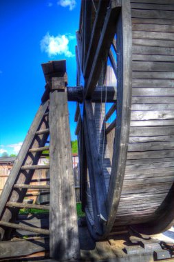 Conwy Castle eski kaldırma ekipmanı sanat illüstrasyonu antika eskiz