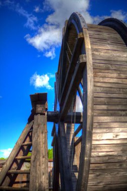Conwy Castle eski kaldırma ekipmanı sanat illüstrasyonu antika eskiz
