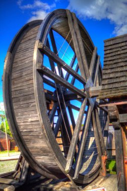 Conwy Castle eski kaldırma ekipmanı sanat illüstrasyonu antika eskiz