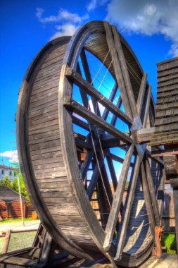 Conwy Castle eski kaldırma ekipmanı sanat illüstrasyonu antika eskiz