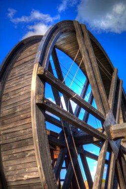 Conwy Castle eski kaldırma ekipmanı sanat illüstrasyonu antika eskiz