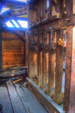 Steppe Mill Mill Wheel Kış Peyzajı Lueneburg Heath, Ortaçağ sanat illüstrasyonu antika eskiz