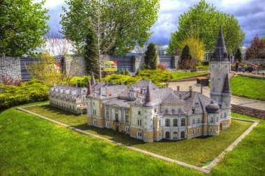 Bokw 'daki sarayın panoraması hava manzaralı sanat illüstrasyonu antika eskiz.