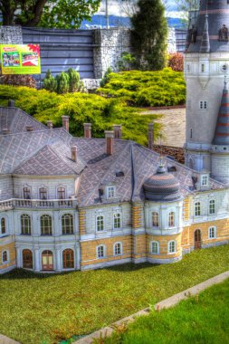 Bokw 'daki sarayın panoraması hava manzaralı sanat illüstrasyonu antika eskiz.