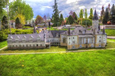 Bokw 'daki sarayın panoraması hava manzaralı sanat illüstrasyonu antika eskiz.