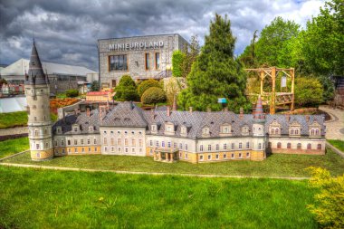 Bokw 'daki sarayın panoraması hava manzaralı sanat illüstrasyonu antika eskiz.