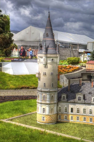 Panorama Van Paleis Bokw Luchtfoto Illustratie Retro Vintage Antieke Schets — Stockfoto