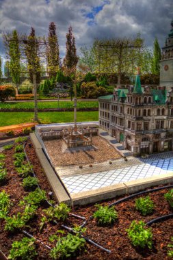 Açık havada belediye binası. Klodzko, Polonya, Sanat illüstrasyonu antika eskiz