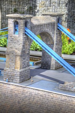 Köprülerin havadan görünüşü, Wrocaw nehri, Polonya, sanat illüstrasyonları antika eskizler