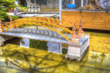 Wrocaw, zwierzyniecki köprüsü, Wrocaw nehri, Polonya, sanat illüstrasyonu antika eskiz