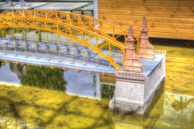 Wrocaw, zwierzyniecki köprüsü, Wrocaw nehri, Polonya, sanat illüstrasyonu antika eskiz