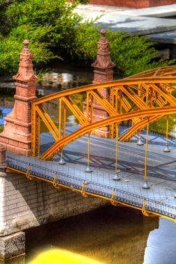 Wrocaw, zwierzyniecki köprüsü, Wrocaw nehri, Polonya, sanat illüstrasyonu antika eskiz