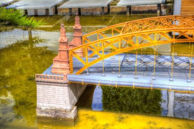 Wrocaw, zwierzyniecki köprüsü, Wrocaw nehri, Polonya, sanat illüstrasyonu antika eskiz