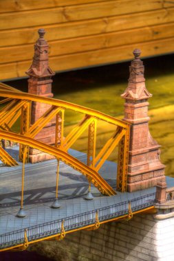 Wrocaw, zwierzyniecki köprüsü, Wrocaw nehri, Polonya, sanat illüstrasyonu antika eskiz