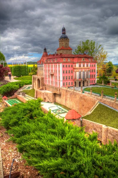 Zamek Ksiaz Polska Silesia Art Retro Fotografia Stare Anteny Widok — Zdjęcie stockowe