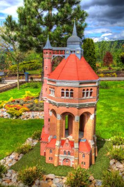 The water tower at Sudecka Street in Wroclaw, 63 meters high, designed by Karl Klimm. Built 1904-1905, situated in Borek, the district of Krzyki, Wroclaw, Poland.
