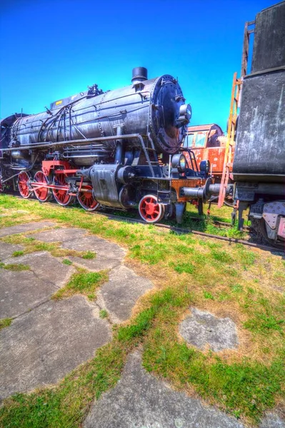 Locomotives Vapeur Travers Désert Art Illustration Dessin Croquis Antique Rétro — Photo