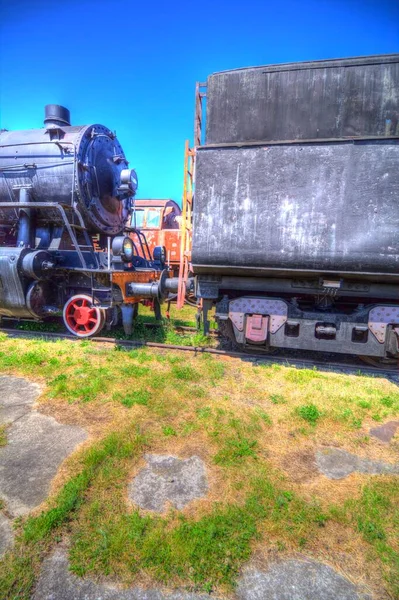 Locomotiva Vapor Atravessa Deserto Arte Ilustração Puxando Esboço Antiguidade Retro — Fotografia de Stock