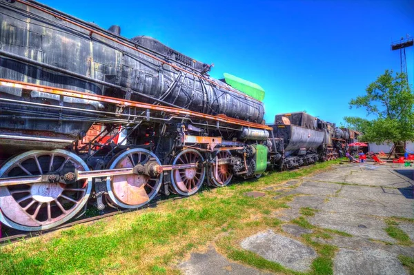 Locomotiva Vapor Atravessa Deserto Arte Ilustração Puxando Esboço Antiguidade Retro — Fotografia de Stock