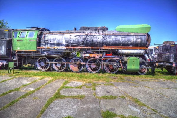 Locomotiva Vapor Atravessa Deserto Arte Ilustração Puxando Esboço Antiguidade Retro — Fotografia de Stock