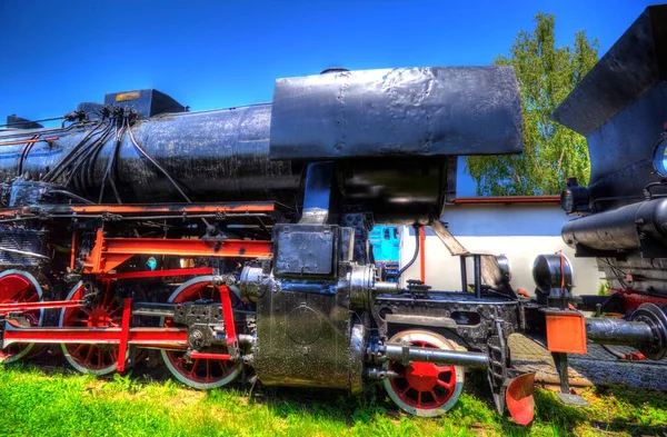 Locomotiva Vapor Atravessa Deserto Arte Ilustração Puxando Esboço Antiguidade Retro — Fotografia de Stock