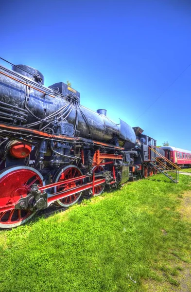 Locomotiva Vapor Atravessa Deserto Arte Ilustração Puxando Esboço Antiguidade Retro — Fotografia de Stock