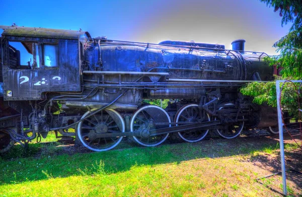 Locomotiva Vapor Atravessa Deserto Arte Ilustração Puxando Esboço Antiguidade Retro — Fotografia de Stock