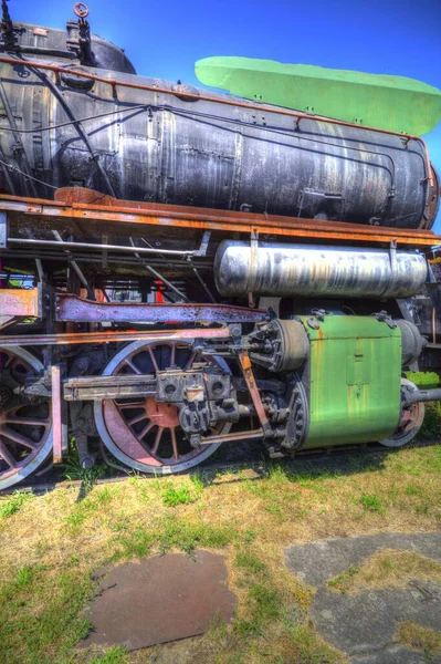 Locomotive Vapeur Avec Manivelles Roues Art Illustration Dessin Croquis Antique — Photo