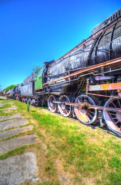 Locomotive Vapeur Avec Manivelles Roues Art Illustration Dessin Croquis Antique — Photo