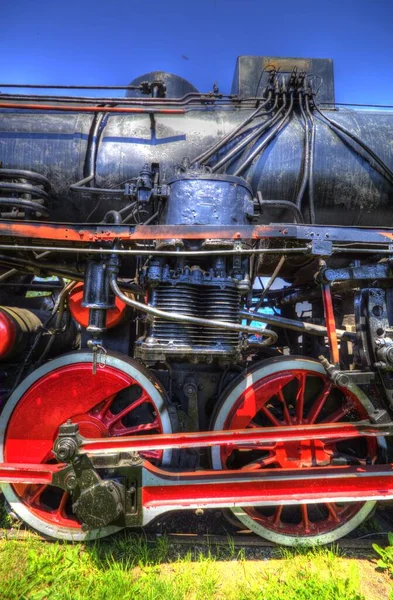 Dampflokomotive Detail Mit Kurbeln Und Rädern Kunst Illustration Zeichnung Skizze — Stockfoto