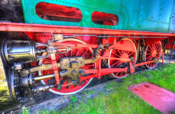 Stoomlocomotief Detail Met Krukken Wielen Kunst Illustratie Tekening Schets Antiek — Stockfoto