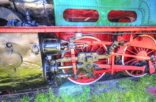 Dampflokomotive Detail Mit Kurbeln Und Rädern Kunst Illustration Zeichnung Skizze — Stockfoto