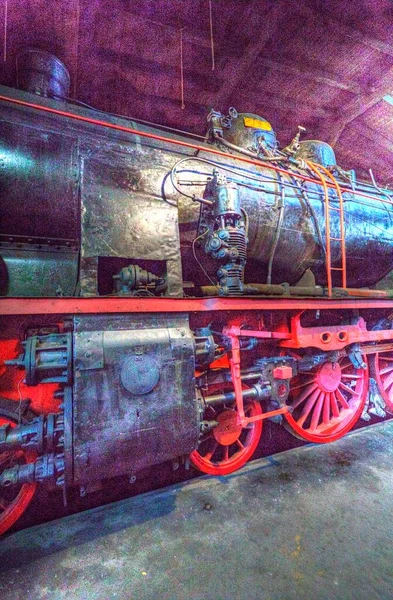 Dampflokomotive Detail Mit Kurbeln Und Rädern Kunst Illustration Zeichnung Skizze — Stockfoto